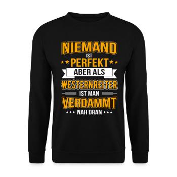 Western rider Westernreiter horse equitation - Unisex Sweatshirt - black - Front - Alina (178cm) & Michal (187cm)
