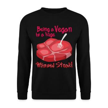 Steak - Unisex Pullover - Schwarz - Vorne - Alina (178cm) & Michal (187cm)