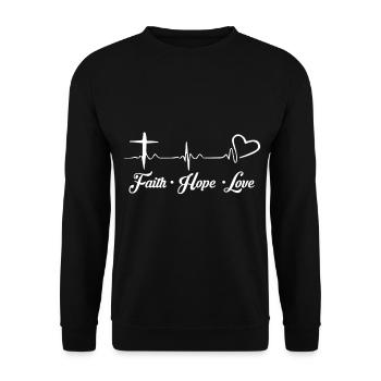 Glaube Hoffnung Liebe Christliche Geschenkidee - Unisex Pullover - Schwarz - Vorne - Alina (178cm) & Michal (187cm)