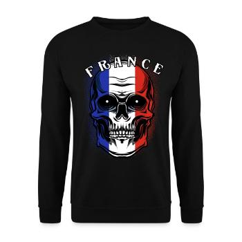 Franzose Totenkopf | Frankreich Patriot Geschenk - Unisex Pullover - Schwarz - Vorne - Alina (178cm) & Michal (187cm)
