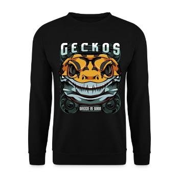 Geckos Gold Gecko Leopard Gecko Modern Gift - Unisex Sweatshirt - black - Front - Alina (178cm) & Michal (187cm)