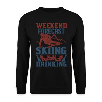 Ski fahren Skifahrer Winter Skifahren Bier Alkohol - Unisex Pullover - Schwarz - Vorne - Alina (178cm) & Michal (187cm)
