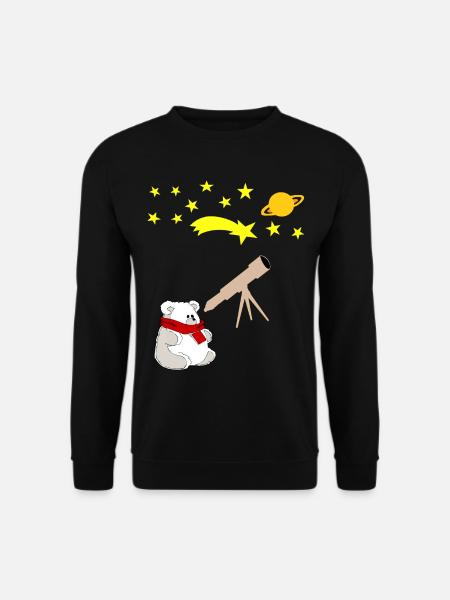 Astronomy polar bear polar bear starry sky telescope - Unisex Sweatshirt - black