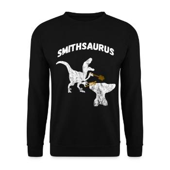Schmied Dinosaurier Handwerker Tyrannosaurus - Unisex Pullover - Schwarz - Vorne - Alina (178cm) & Michal (187cm)