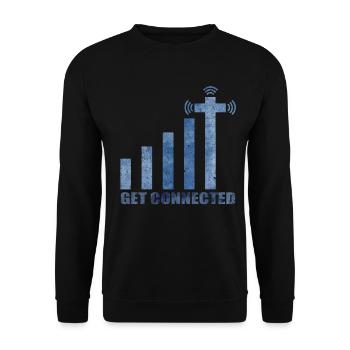 Get Connected Cross | Wlan Church Holy Gift - Unisex Sweatshirt - black - Front - Alina (178cm) & Michal (187cm)