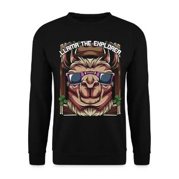 lama - Unisex Sweatshirt - black - Front - Alina (178cm) & Michal (187cm)