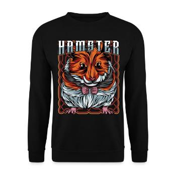Trendy Hamster Haustier Nagetier Maus Geschenk - Unisex Pullover - Schwarz - Vorne - Alina (178cm) & Michal (187cm)