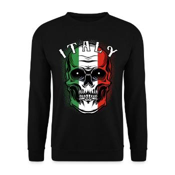 Italienischer Totenkopf | Italien Patriot Geschenk - Unisex Pullover - Schwarz - Vorne - Alina (178cm) & Michal (187cm)