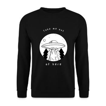 Ufo Alien Fantasy Geschenk Geschenkidee - Unisex Pullover - Schwarz - Vorne - Alina (178cm) & Michal (187cm)