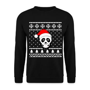 Christmas Panda Christmas Gift Idea Gift - Unisex Sweatshirt - black - Front - Alina (178cm) & Michal (187cm)
