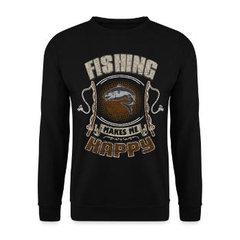 angeln - Fischen - Unisex Pullover - Schwarz - Vorne - Alina (178cm) & Michal (187cm)