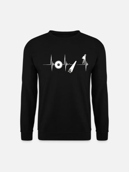 Handwerker-Herzschlag Sägen-Pulsschlag EKG Hausbau - Unisex Pullover - Schwarz