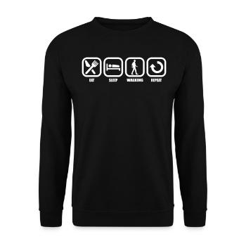 Eat Sleep Walking Repeat - Unisex Sweatshirt - black - Front - Alina (178cm) & Michal (187cm)