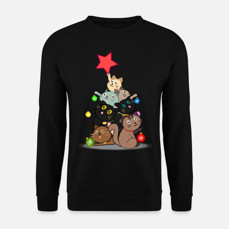 Weihnachten Katze Katzen Geschenkidee Geschenk - Unisex Pullover - Schwarz