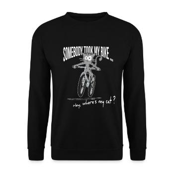 Chat vole vélo - Où est mon vélo cadeau - Sweat-shirt Unisexe - noir - Devant - Alina (178cm) & Michal (187cm)
