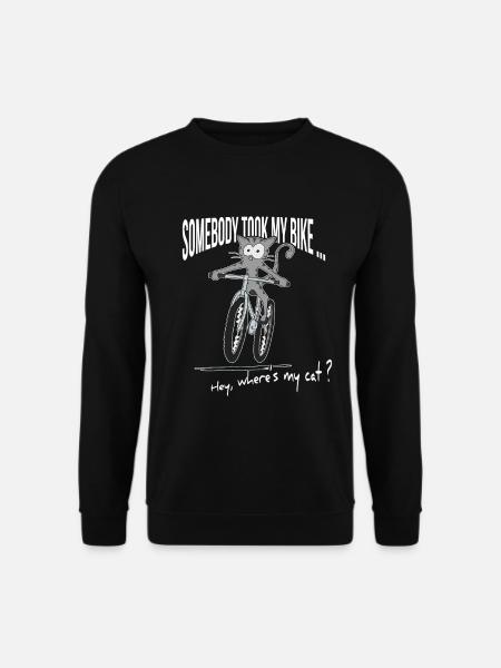 Katze stiehlt Fahrrad - Wo ist mein Bike Geschenk - Unisex Pullover - Schwarz