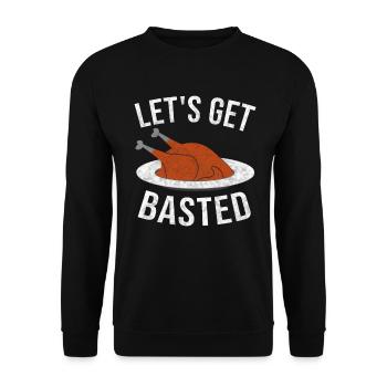 Let's Get Basted Shirt Thanksgiving Turkey Style - Unisex Sweatshirt - black - Front - Alina (178cm) & Michal (187cm)