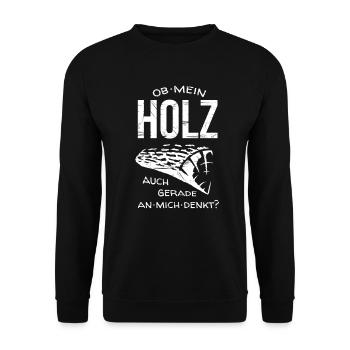 Holz denkt an mich | Kaminholz Schreiner Geschenk - Unisex Pullover - Schwarz - Vorne - Alina (178cm) & Michal (187cm)