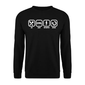 Eat Sleep Rope Skipping Repeat - Unisex Pullover - Schwarz - Vorne - Alina (178cm) & Michal (187cm)