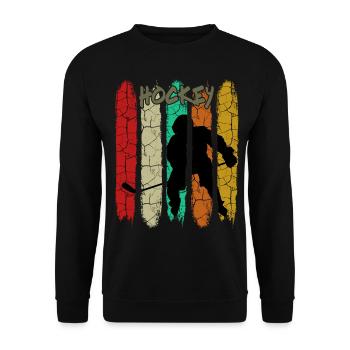 Hockey sur glace de style rétro | Cadeau de sports de glace - Sweat-shirt Unisexe - noir - Devant - Alina (178cm) & Michal (187cm)