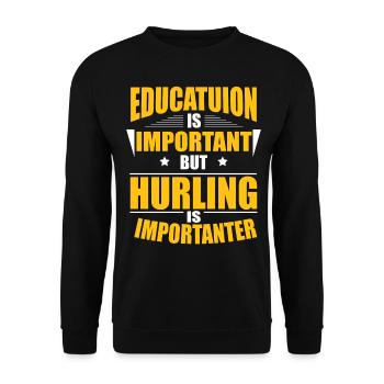 HURLING IS IMPORTANTER - Unisex Sweatshirt - black - Front - Alina (178cm) & Michal (187cm)