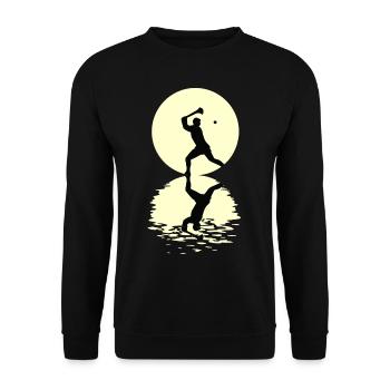 Moon Hurling Tee Shirt - Unisex Pullover - Schwarz - Vorne - Alina (178cm) & Michal (187cm)
