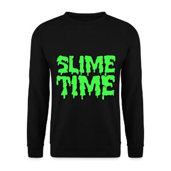 Slime Time | Schleim Glibber Wortwitz Geschenk - Unisex Pullover - Schwarz - Vorne - Alina (178cm) & Michal (187cm)