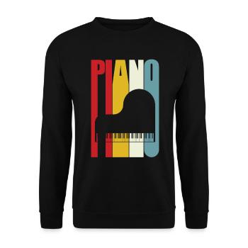 Grand Piano Retro 70s 80s Clavier Pianist Gift - Unisex Sweatshirt - black - Front - Alina (178cm) & Michal (187cm)