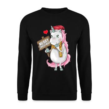 Unicorn Merry Christmas Cap Unicorn Clothing Gift - Unisex Sweatshirt - black - Front - Alina (178cm) & Michal (187cm)