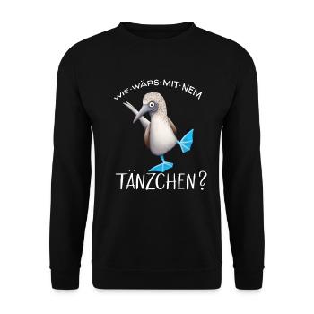 Blaufußtölpel Tänzchen Lustiges Tänzer Geschenk - Unisex Pullover - Schwarz - Vorne - Alina (178cm) & Michal (187cm)