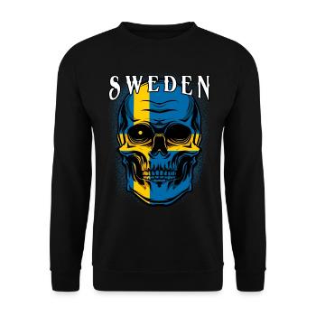 Schwedischer Totenkopf | Schweden Patriot Geschenk - Unisex Pullover - Schwarz - Vorne - Alina (178cm) & Michal (187cm)