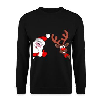 Tee-shirt cadeau Joyeux Noël Père Noël - Sweat-shirt Unisexe - noir - Devant - Alina (178cm) & Michal (187cm)