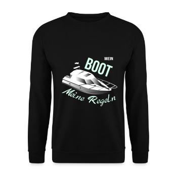 Funny My Boat My Rules Ship Owner - Unisex Sweatshirt - black - Front - Alina (178cm) & Michal (187cm)