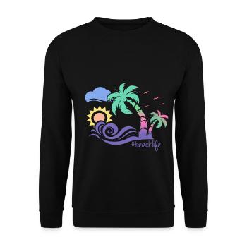 plage - Sweat-shirt Unisexe - noir - Devant - Alina (178cm) & Michal (187cm)