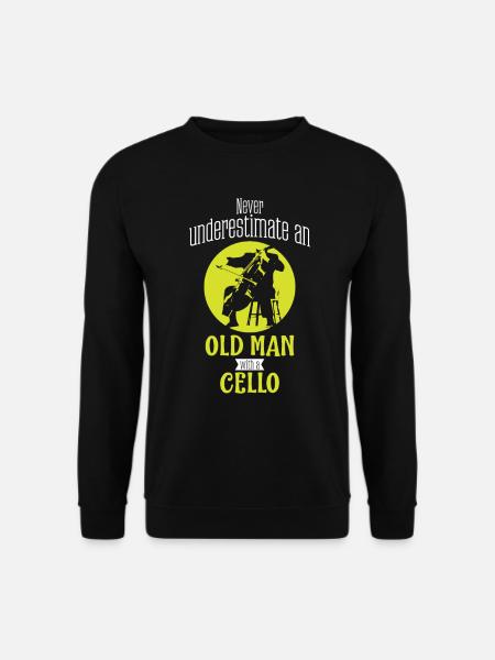 Cello The Old Man Cellist Geschenkidee Cello-Spieler - Unisex Pullover - Schwarz