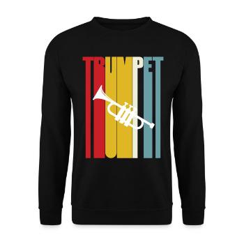 Retro Trompeter Trumpeter Geschenkidee Jazz - Unisex Pullover - Schwarz - Vorne - Alina (178cm) & Michal (187cm)