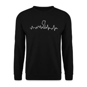 Beste Tageswanderer-Geschenkidee, die Wanderer-Herzschlag wandert - Unisex Pullover - Schwarz - Vorne - Alina (178cm) & Michal (187cm)
