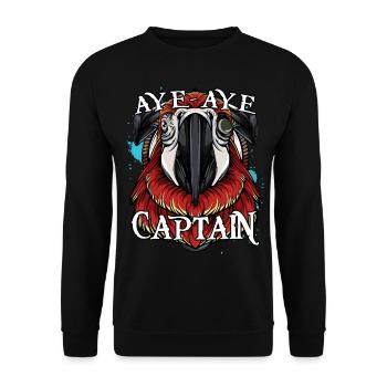 Aye Aye Captain Pirate Parrot Pet Gift - Unisex Sweatshirt - black - Front - Alina (178cm) & Michal (187cm)
