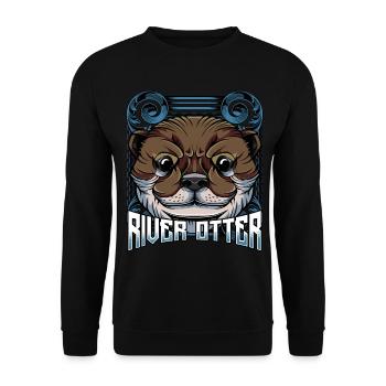 Modern Seeotter | Trendy Waldbewohner Geschenk - Unisex Pullover - Schwarz - Vorne - Alina (178cm) & Michal (187cm)