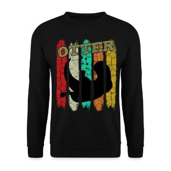 Retro Style Vintage Seeotter Wassermarder Geschenk - Unisex Pullover - Schwarz - Vorne - Alina (178cm) & Michal (187cm)