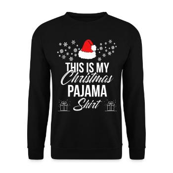 Das ist mein Weihnachts Pijama Shirt Geschenk - Unisex Pullover - Schwarz - Vorne - Alina (178cm) & Michal (187cm)