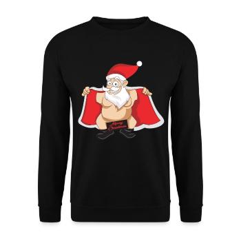 Merry Christmas Nackter Weihnachtsmann Geschenk - Unisex Pullover - Schwarz - Vorne - Alina (178cm) & Michal (187cm)