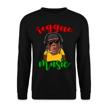 Reggae Musik Affe Geschenk Geschenkidee - Unisex Pullover - Schwarz - Vorne - Alina (178cm) & Michal (187cm)
