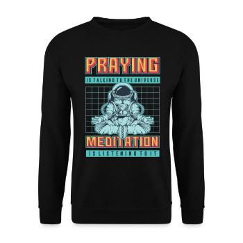 Cosmos - Praying - Meditation - Unisex Pullover - Schwarz - Vorne - Alina (178cm) & Michal (187cm)
