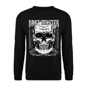 Dart Master Totenkopf | Dartpfeil Sport Geschenk - Unisex Pullover - Schwarz - Vorne - Alina (178cm) & Michal (187cm)