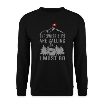 Schweiz Berge Wandern Steinbock Spruch Geschenk - Unisex Pullover - Schwarz - Vorne - Alina (178cm) & Michal (187cm)