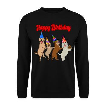 Happy Birthday Dog/Dogs Cadeau d’idée - Sweat-shirt Unisexe - noir - Devant - Alina (178cm) & Michal (187cm)