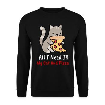 Chats Chat Pizza Freak Pizzakatze Cadeaux - Sweat-shirt Unisexe - noir - Devant - Alina (178cm) & Michal (187cm)