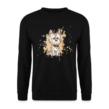 Gezeichnetes Yorkie-Karikatur-Yorkshire-Terrier-Inhaber-Geschenk - Unisex Pullover - Schwarz - Vorne - Alina (178cm) & Michal (187cm)