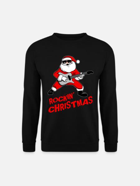 Rock n Roll Santa Christmas Electric Guitar Gift - Unisex Sweatshirt - black